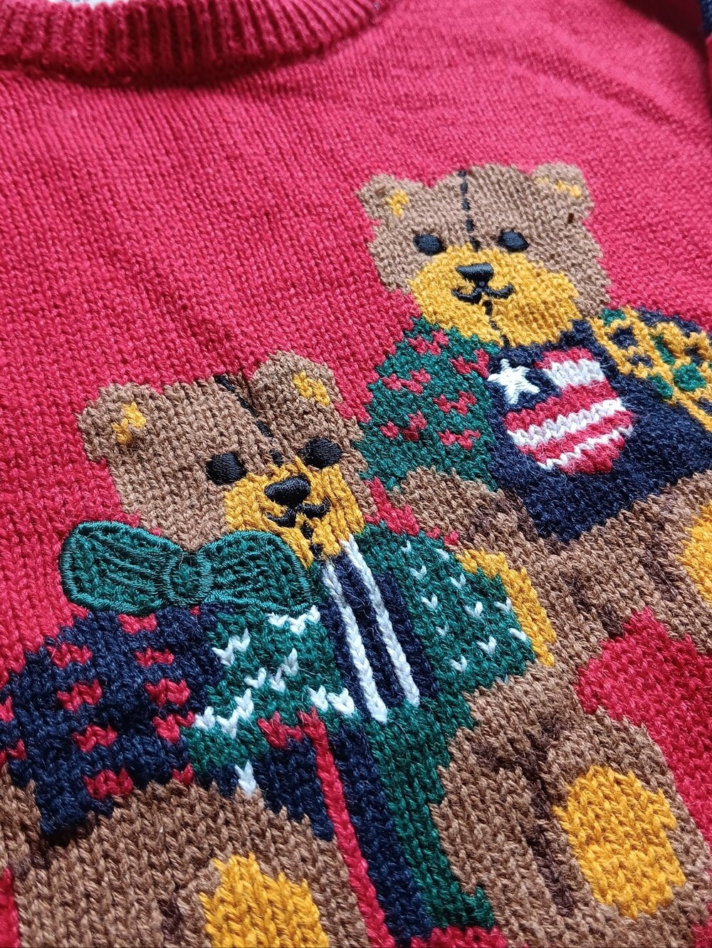 1994 Eagles Eye Kids 3T Teddy Bear Thick Knit Ugly Christmas Story Book Sweater - Picture 5 of 10